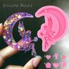 Shiny Glossy Moon Tink Keychain Mould Fairy Ange Paw Heart Silicone Epoxy Resin Mold DIY Necklace Jewelry Polymer Clay Moulds