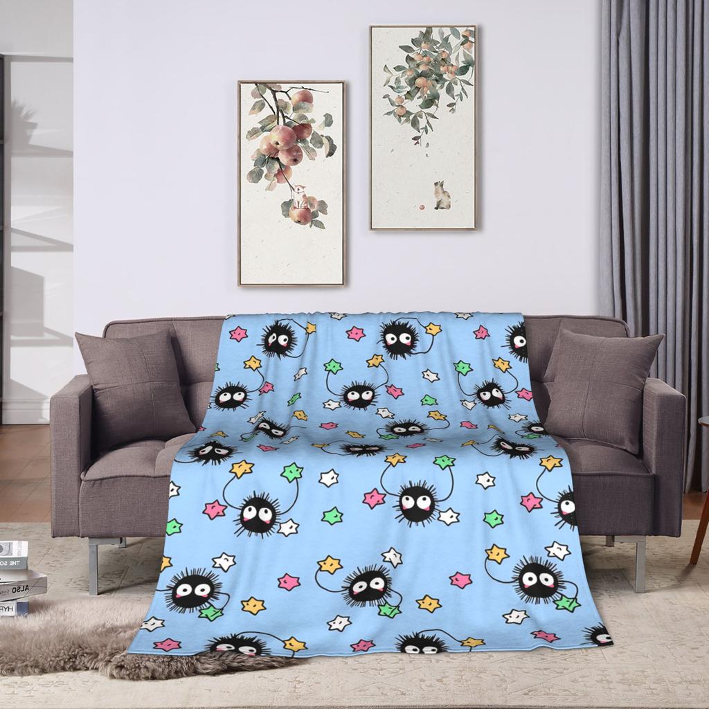 Susuwatari Soot Sprites Blanket Quality Warm Throw Blanket Winter Students Home Decor Street Trend Bedspread
