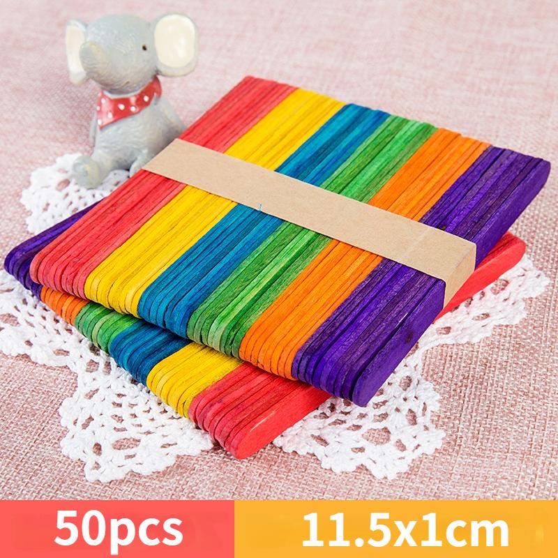 Художественные креативные 50 шт., деревянные палочки «сделай сам», ручные поделки, палочки для мороженого, красочные развивающие игрушки для детей, материал ручной работы, подарок для детей