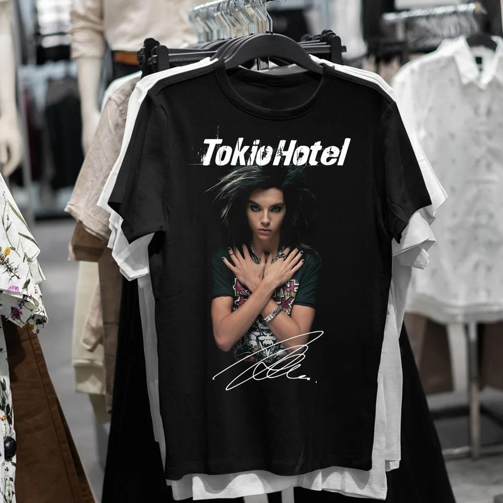 Горячая футболка Tokio Hotel Bill Kaulitz Хлопок Унисекс Все Размеры Футболка 24D15