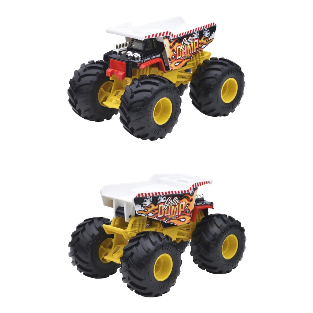Hot Wheels Monster Trucks 1 24 Scale 4-Pack Assortment Great Bite Dragonizer Gotta Dump Skelesaurus Giant Diecast Vehicle Toy Box Set