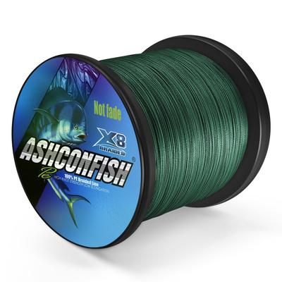 Плетёная леска Ashconfish PE, 8-жильная, 1000 м, Суперпрочная, Высокочувствительная, Износостойкая, Низкое растяжение, Цвет: Утиный зеленый, Стойкость цвета