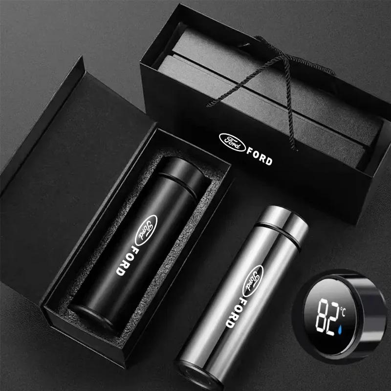 New 2026 Car Sticker For Ford Smart Insulation Cup Thermos Cup Water Bottle Led Digital Temperature Display For Ford Focus mk2 m