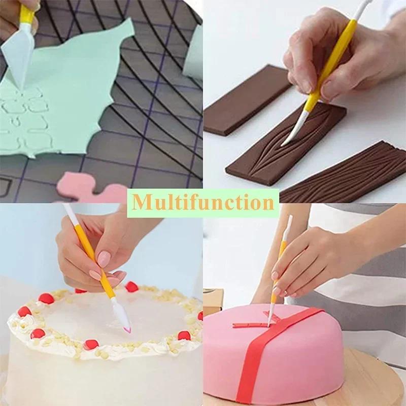 8pcs/set Double Headed Cake Carving Cutter Pen Set Baking Group Fondant Knife Making Cutting Clay Color Soft Diy Tool Odorless