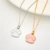 Ins Niche Design Cute Sweetheart Cat Claw Necklace Collarbone Chain Internet Celebrity Drip Oil Alloy Animal Footprint Pendant