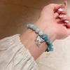 Blue Delicate Butterfly Bracelet For Women Sweet Style Beaded Jewelry Friendship