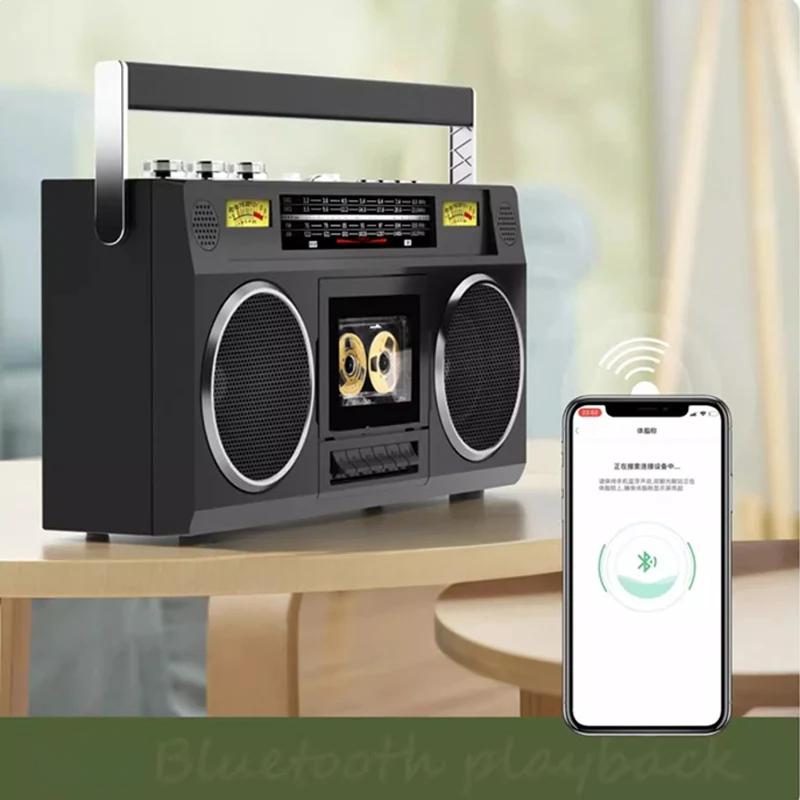 Портативное Винтажное Ретро USB AM/FM Многодиапазонное Радио Стерео Беспроводной Bluetooth Бумбокс MP3 Аудио Кассетный Плеер Рекордер TF