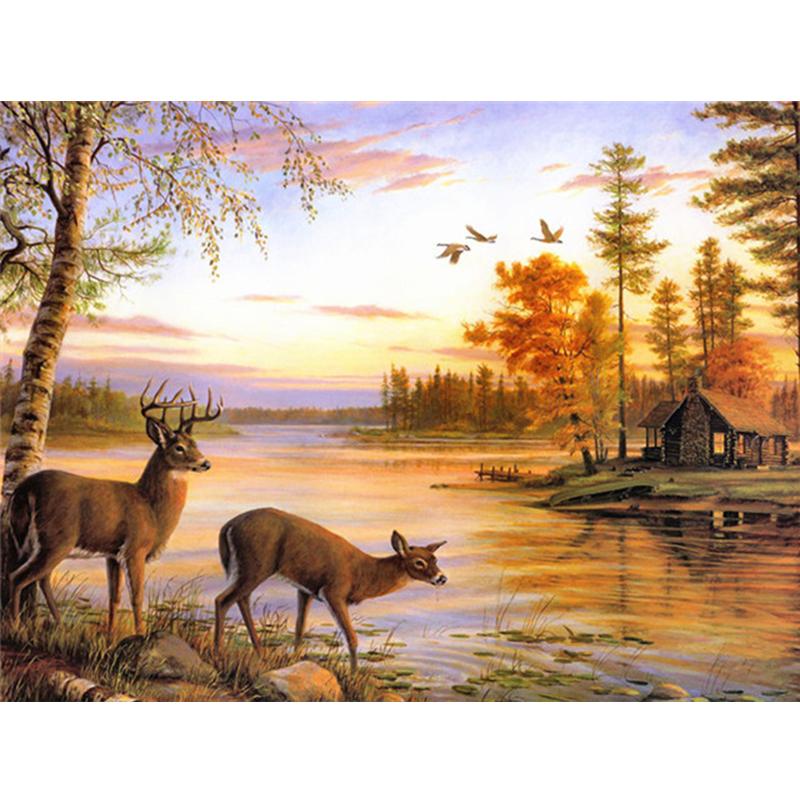 5D Diy Полный Круглый Квадратный Алмазная Картина Животных Собака Алмазная Вышивка Осенний Кленовый Лист Украшение Стены Домашнее Искусство