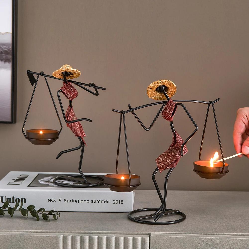Creative Wedding Table Nordic Home Decor Retro Iron Candle Holder Birthday Christmas Decoration Coffee House Home Furnishings