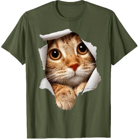 Funny Orange Cat Lady Cute Kitten Torn Cloth Cats Lover T-Shirt