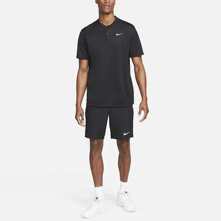 Nike Мужская футболка-поло Court Dri-FIT с однотонным логотипом, свободного кроя, с коротким рукавом, топы, черная DJ4167-010