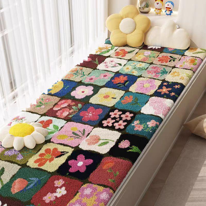 Rabbit-wool Imitation Ottoman - Cartoon Thick Plush Window Seat Cushion - Home Floor Carpet