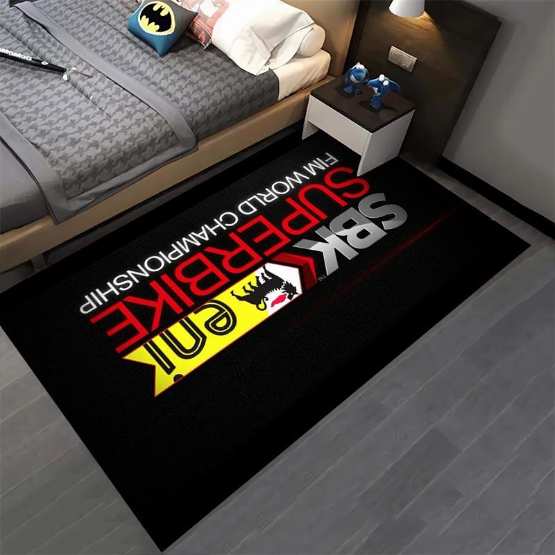 "SBK Superbike World Championship Logo Carpet Black Modern Design" Suitable for use as an anti-slip for living room bedroom sofas