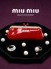 MIUMIU Красная глянцевая лаковая косметичка на вишневой металлической застежке, портативная косметичка-клатч для женщин, для путешествий