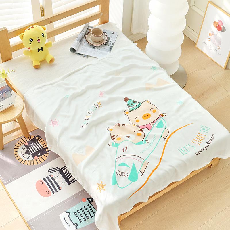 Double-layer Bamboo Cotton Infant Blanket, Children's Quilt, Thin Air-conditioning Summer Cool Quilt, Baby Bamboo Fiber Ice Silk Blanket