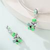 925 Silver Green St Patricks Clover Pendant DIY Charm Beads for  Bangle Charms Bracelet Women Jewelry