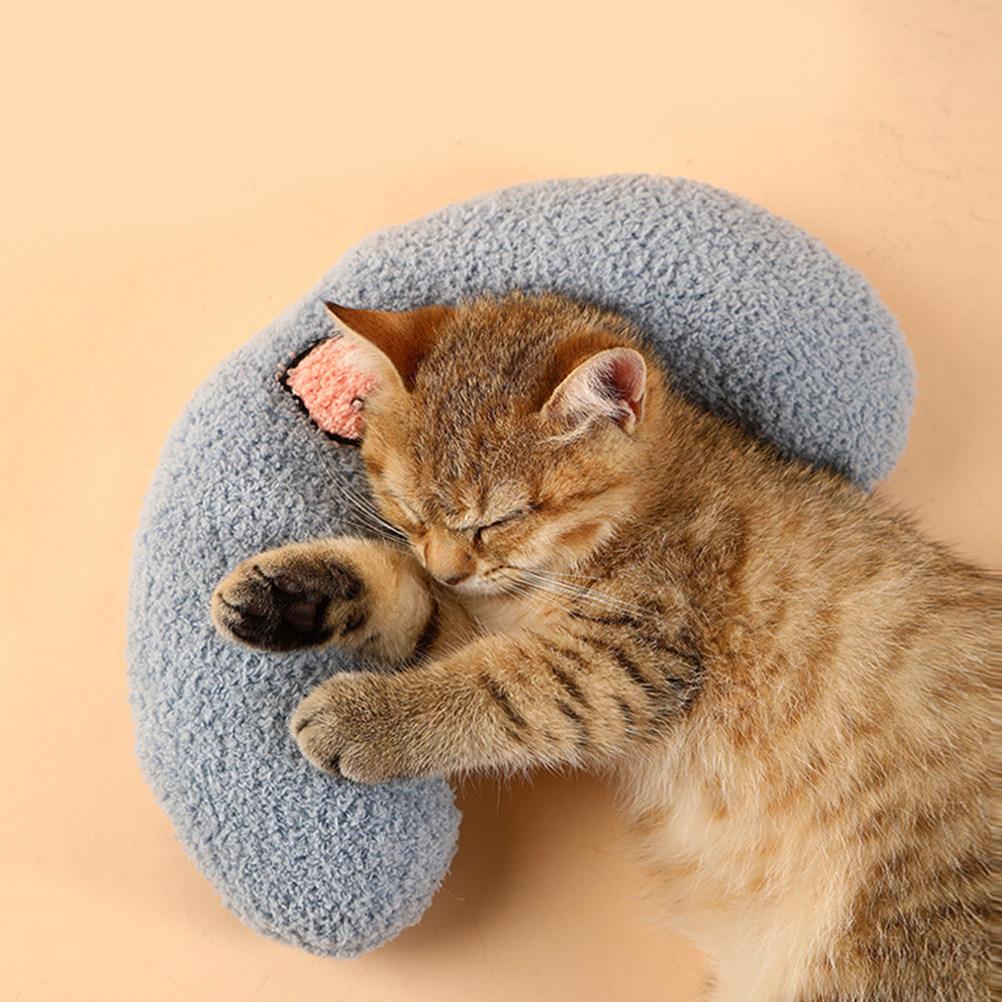 Pet Neck Sleeping Pillow Premium Lightweight Soft Breathable U-Shaped Cushion for Cats Neck Protection Sleep Cushion Portable