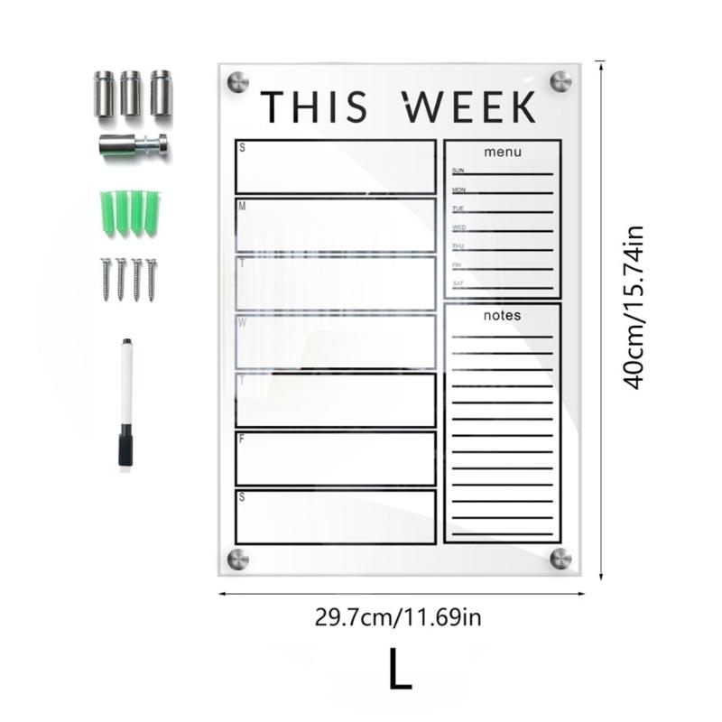Weekly Planner Acrylic Board Clear Daily Record Board Wall Mounted To Do List Whiteboard Weekly Working Cooking Record Board
