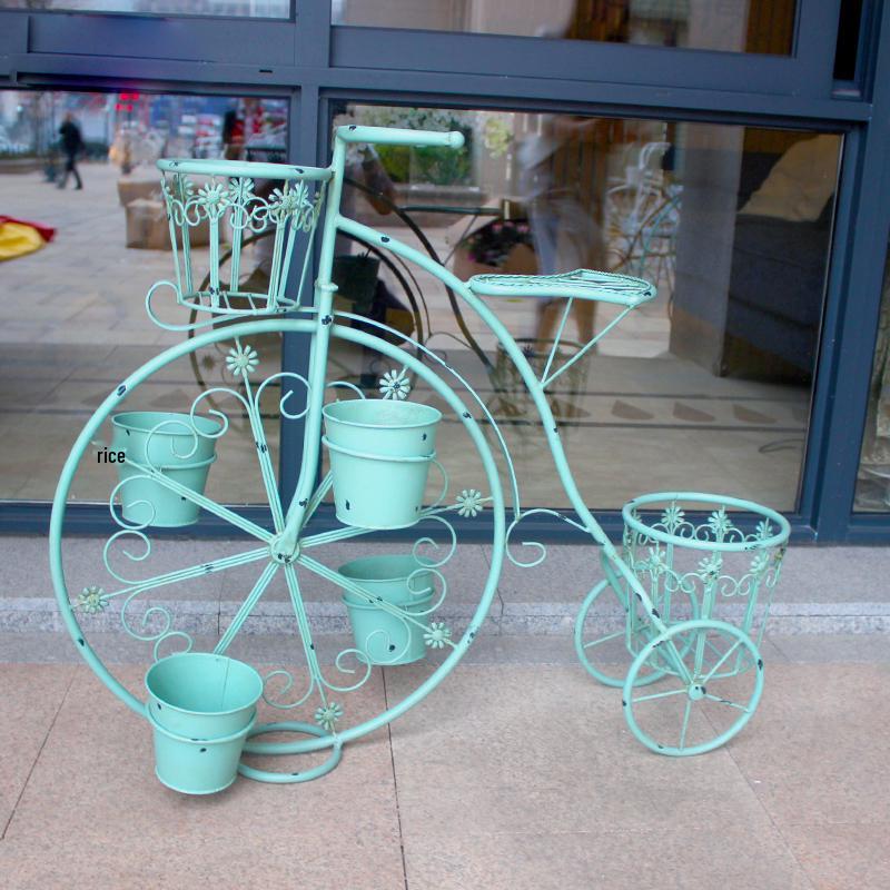 Elegant European Wrought Iron Multi-Layer Balcony & Garden Bicycle Plant Stand