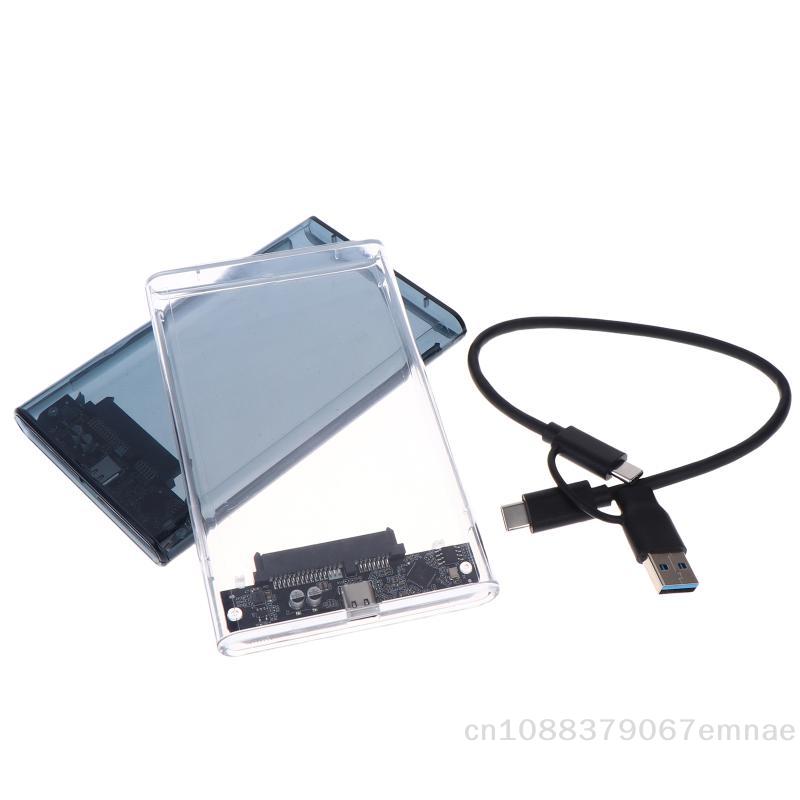 Внешний корпус для 2,5-дюймового накопителя USB Type C, SATA на 5 Гбит/с, прозрачный корпус для HDD/SSD, совместимый с ПК и ноутбуками