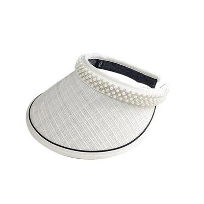 Солнцезащитный козырек для женщин солнце UV УФ широкий 8433 [LeafIn] женщины, козырек, шляпа, жемчуг, защита, защита, защита, поля, лето, милый, (Белый)