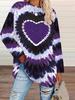 Plus Size Heart Print Top, Elegant Round Neck Long Sleeve Top for Spring, Summer and Winter, Women's Plus Size Clothing