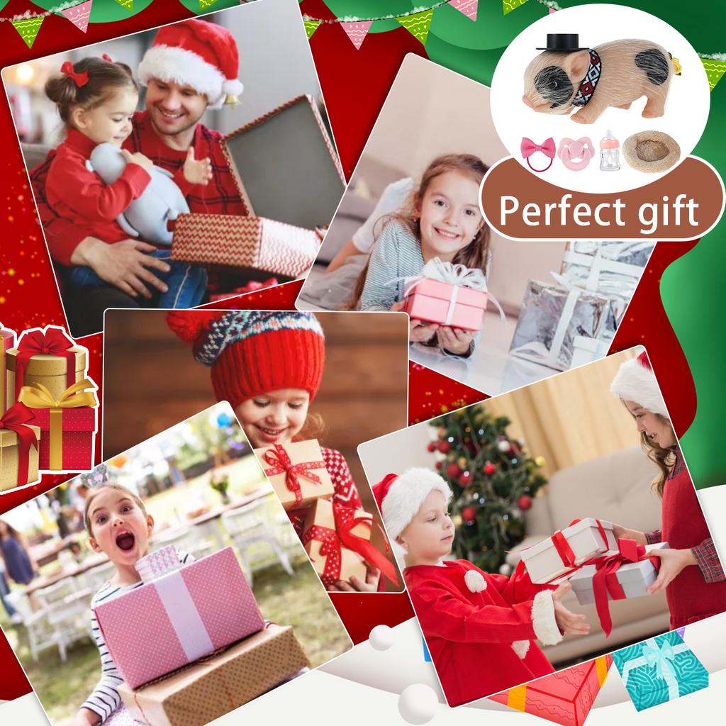 Мини Реборн Кукла Полный Силикон Кукла Поросенок Игрушка Реалистичная Реборн Новорожденный Кукла Поросенок Игрушка для Снятия Стресса Рождественский Подарок с Аксессуарами