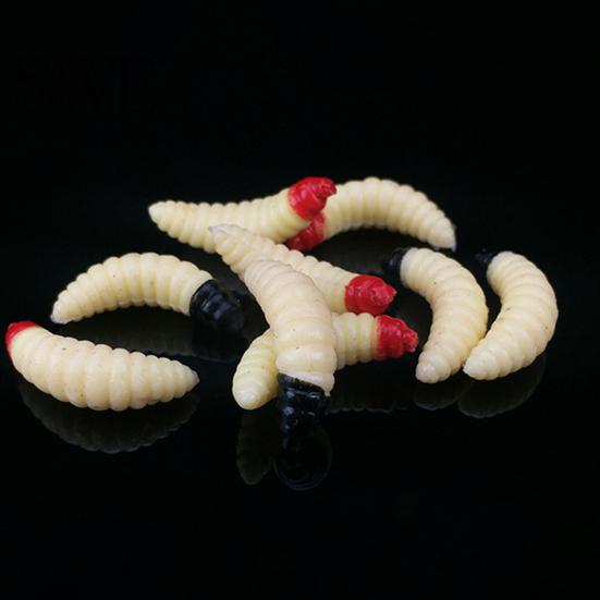 Artificial Lure 50Pcs Worm Shape Lifelike PVC Soft Bait Eco-friendly Fish for Freshwater