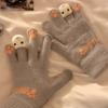 Thickened Warm Gloves Little Bear Full Finger Gloves Cute Plush Gloves  for Winter Women Girl