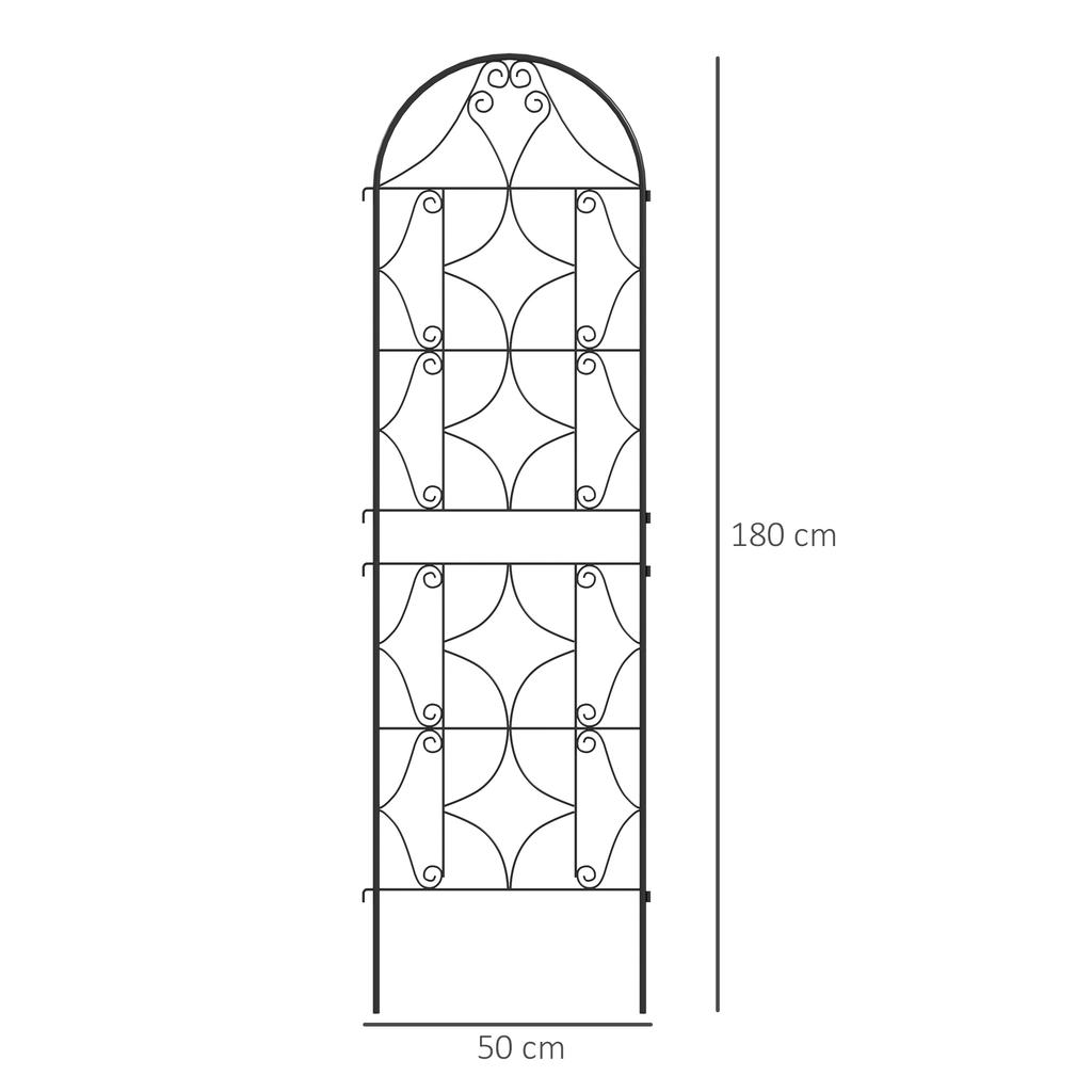 Climbing Plant Support With Lotus Pattern Set Of 2 Garden Trellises For Vines Flowers Vegetables Metal 50 X 180 Cm Black
