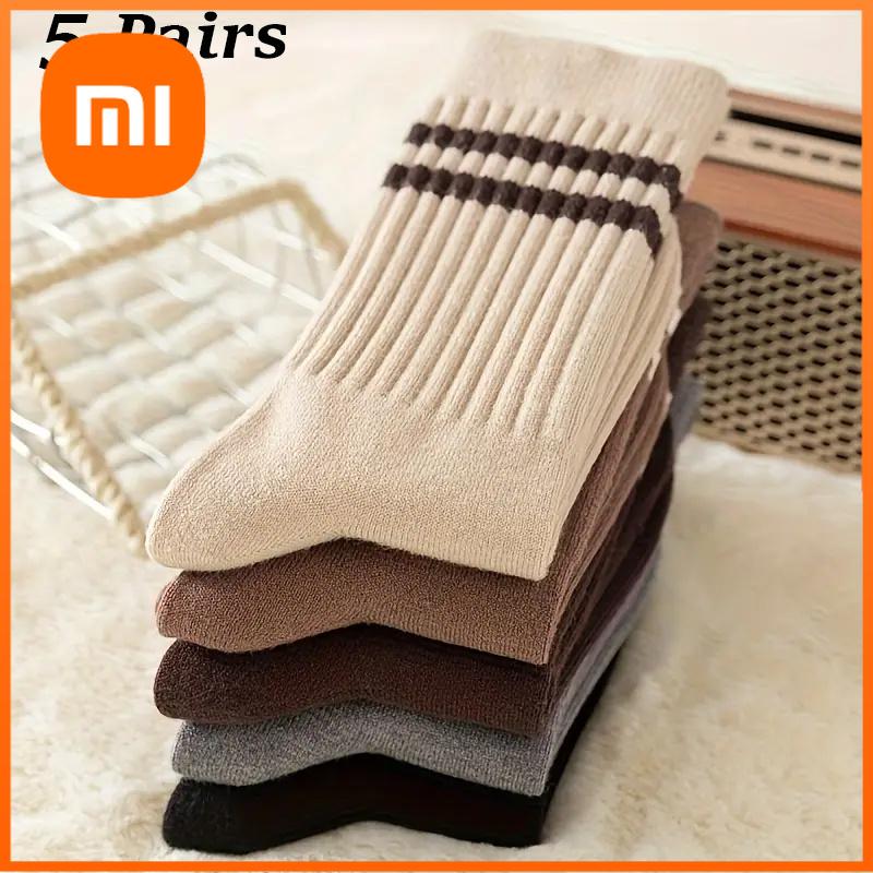 Xiaomi Упаковка из 5 пар Модные полосатые носки с манжетой, Женские носки в стиле JK для спорта и повседневной носки, Милая осенне-зимняя коллекция