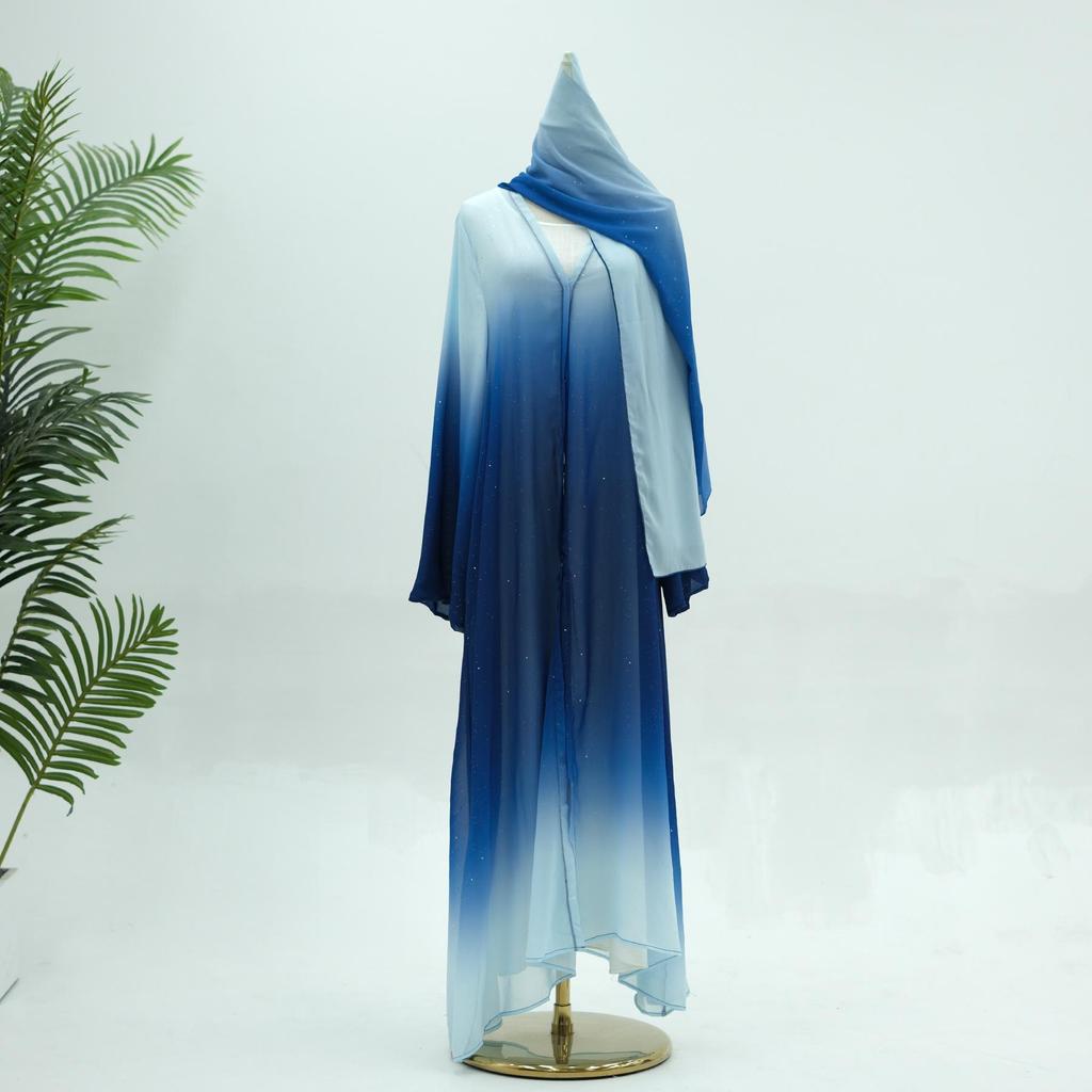 2024 Лория Градиентный цвет Повязка на голову и Повседневный Кардиган-халат для вечеринки LR841