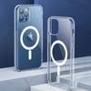 Прозрачный алюминиевый чехол для iPhone 15 14 13 12 11 Pro Xs Max XR Plus SE2, магнитная беспроводная зарядка, жесткая акриловая крышка