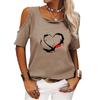 Women Fashion Off Shoulder T-shirt Ladies Casual O Neck Print Top Summer Short SleeveTee Shirt