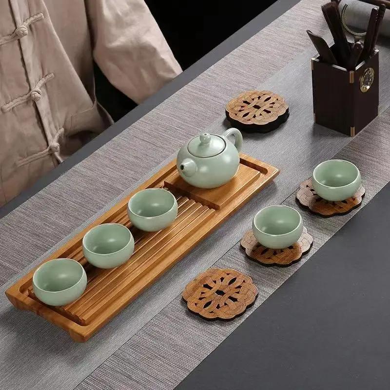 Bamboo Products Irregular Tea Coasters Creative Heat Insulation Non-slip Anti-scald Mats Home and Decoration Kitchen Utensils
