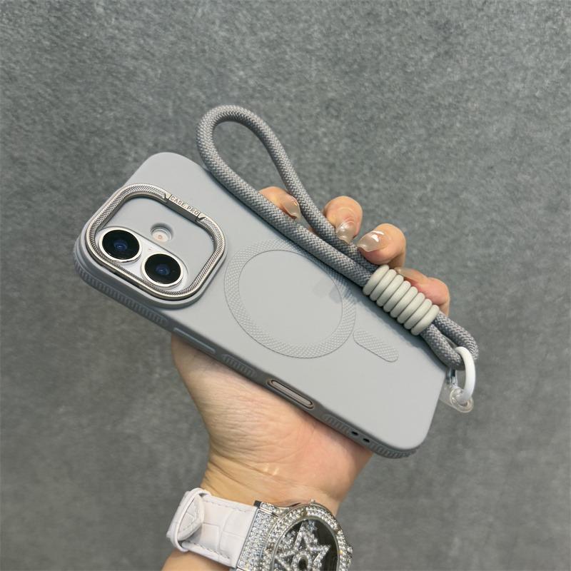 Роскошный чехол для телефона с подставкой-kickstand и ремешком, совместимый с MagSafe, для iPhone 11 12 13 14 15 16 Pro Max Plus, магнитный, мягкий бампер, задняя крышка