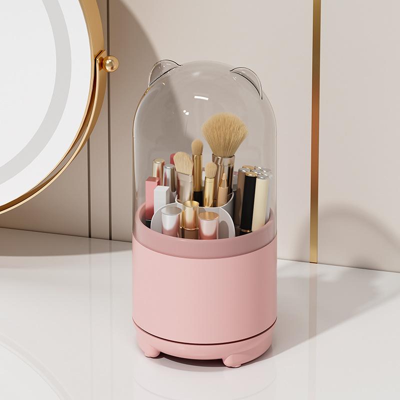 Rotating Makeup Brush Storage Cartridge, Dustproof Loose Powder Brush, Dresser Rack, Lipstick Eyeshadow, Cosmetics Storage Box.