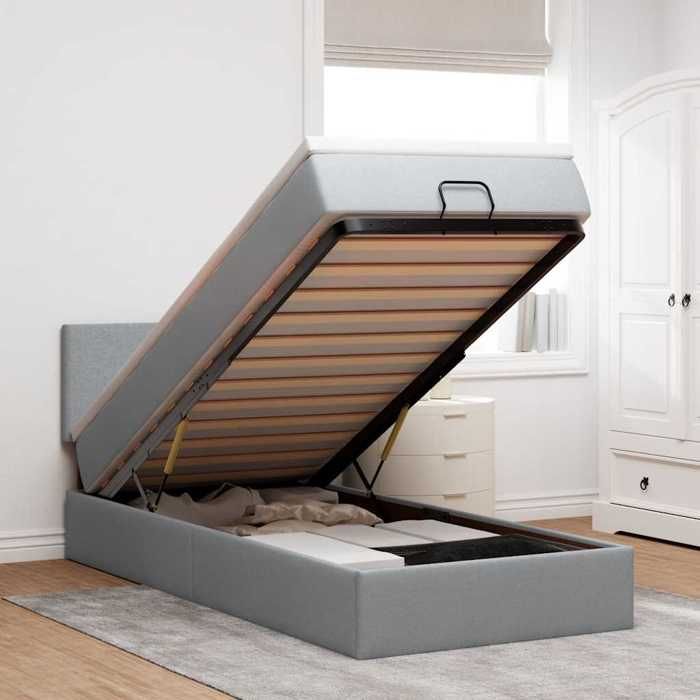 Maison Exclusive - Lit ottoman avec matelas gris clair 90x200 cm tissu