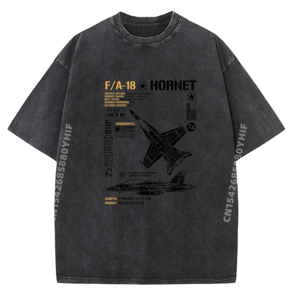 FA 18 Hornet Anatomy F 18 Fighter Jet Military Airplanes Street Wear T Shirt Men's Clothing 2026 Soft Washed Shirt