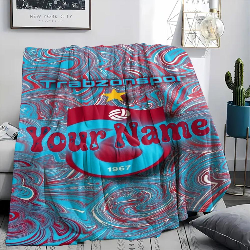 1PC Star Soccer Emblem Custom Name Patterned Flannel Blanket Suitable For All Seasons For Home Decor Warmth And Comfort Gifts Holiday Present