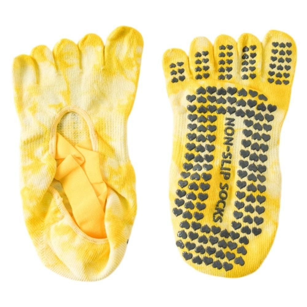 Breathable Strappy Pilates Socks Heart Silicone Dot Five Toe Socks Tie-dye Yoga Socks Women