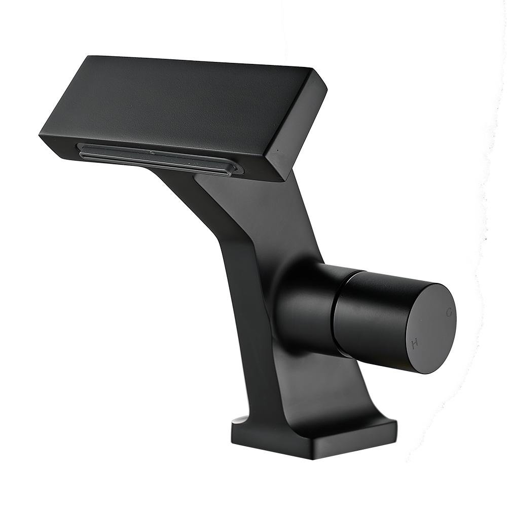 Смеситель для раковины серого цвета, латунный смеситель для раковины с водопадом, кран для горячей и холодной воды с одной ручкой, хромированный черный смеситель