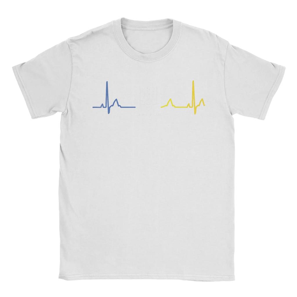 Ukrainian Tryzub Ukraine Flag Trident Zelensky Heartbeat T-Shirt Men Novelty Cotton Tee Shirt Short Sleeve T Shirt Present Tops