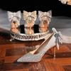 Crystal Bow High Heels Gradual Change Temperament Banquet Show He Sequined Wedding Shoes Bridesmaid Shoes