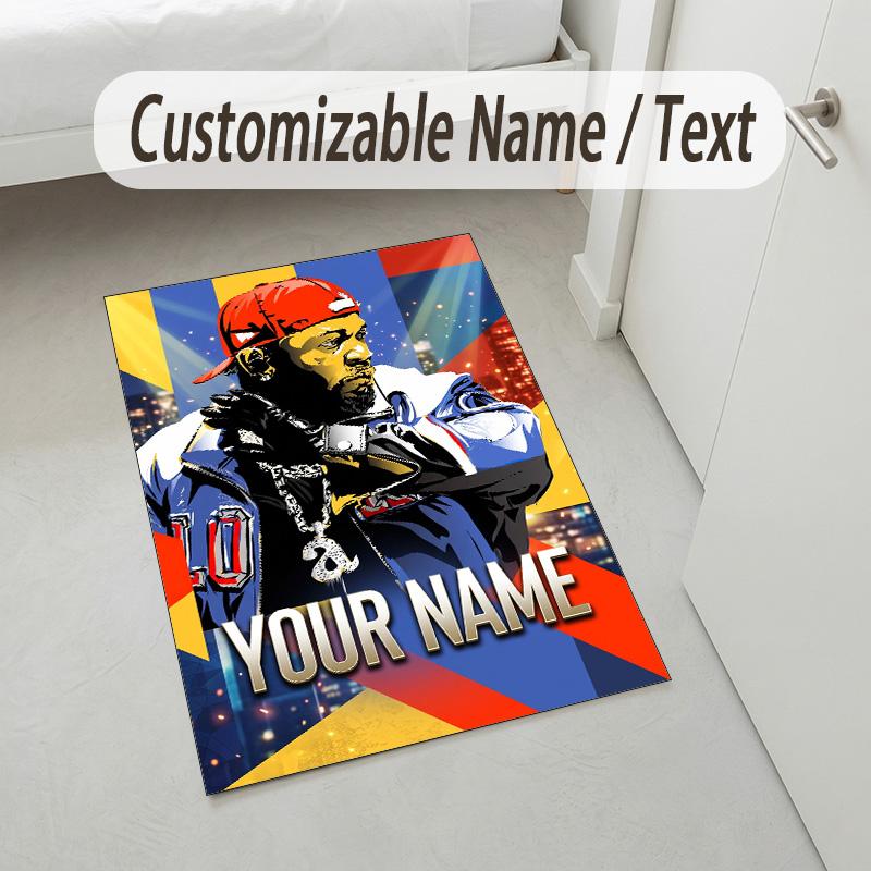 Personalized Crystal Velvet Carpet,Kendrick Lamar Custom Printed Name, Plush Area Rug For Home Indoor Decor