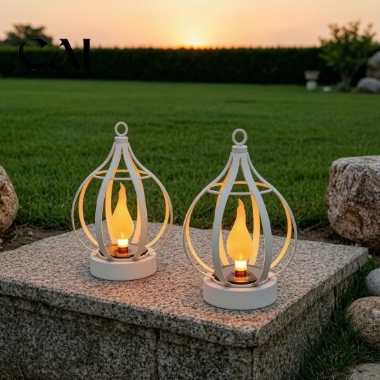 Realistic Bonfire Effect Lights Solar Flame Lantern, Garden Hanging Metal Outdoor Art Lighting Waterproof Lantern for Patio Porch Yard Decor