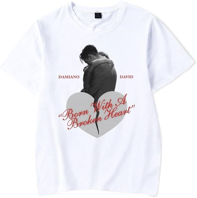 Damiano David Tshirt Born with a Broken Heart Merch for Men and Women Cool Casual Short Sleeve TShirt