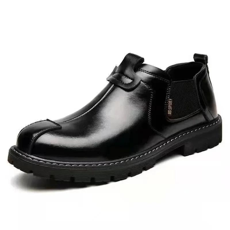 Fashion High Quality Retro Men Ankle Boots British Chelsea Business Casual Leather Shoes Fashion Comfortbale Thick Sole Work Boots Botas