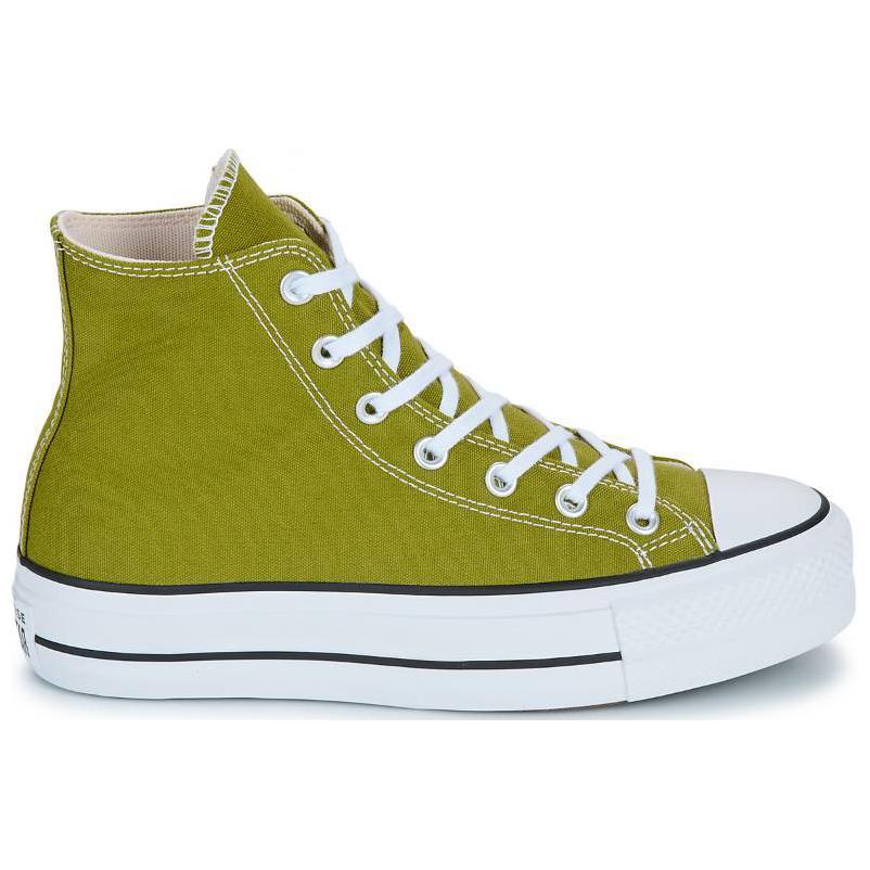Converse Lift Platform Comfortable and Versatile Mid-top Canvas Shoes for Women In Green