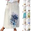 Women Casual Loose Boho Elastic Waist A-Line Beach Flowy Swing Vacation Maxi Skirt With Pocket